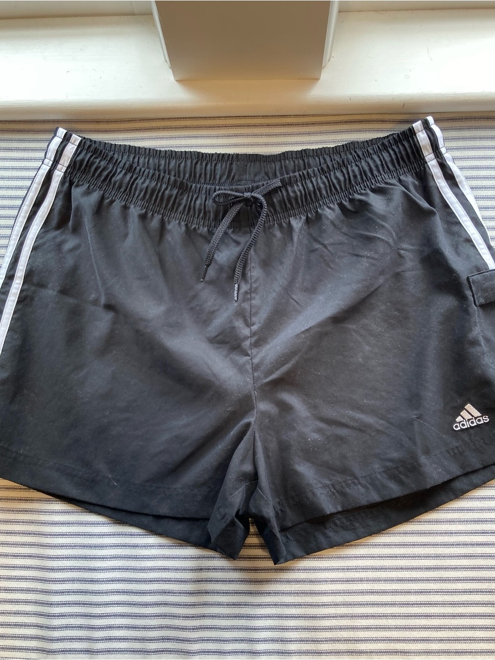 Adidas Women’s Black Athletic Shorts w/ White Side Stripe, Size Large